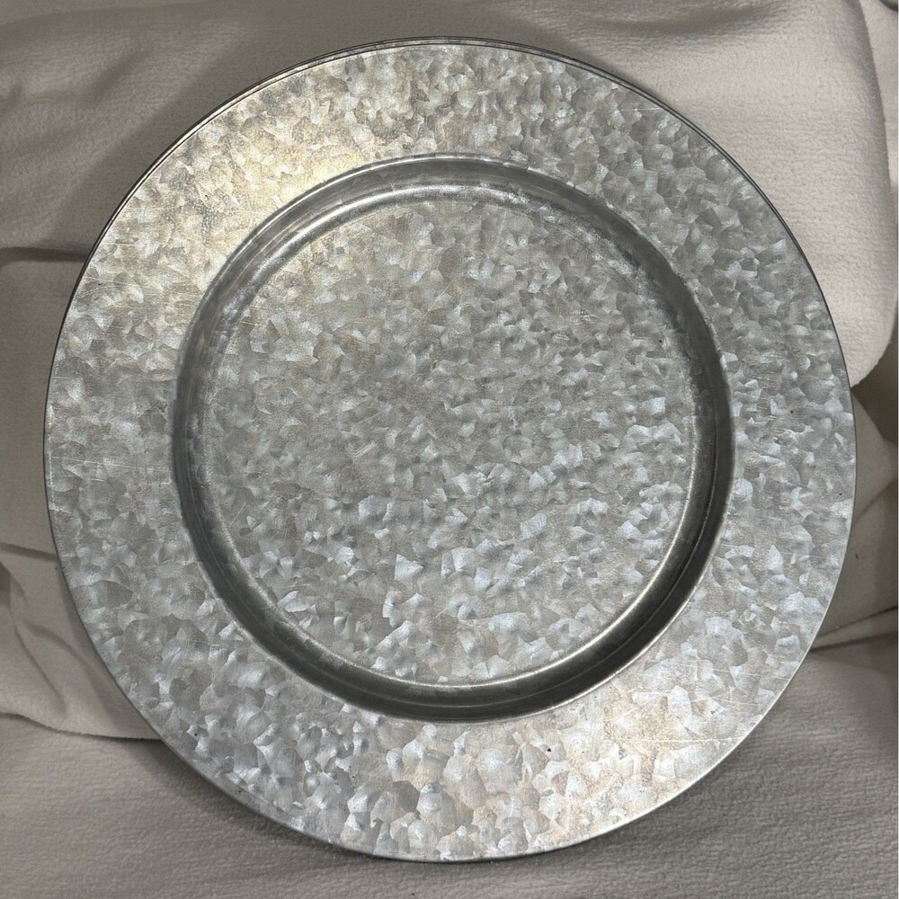 Robert Stanley Silver Hammered Metal Charger Plate 13 in Modern Farmhouse set 3